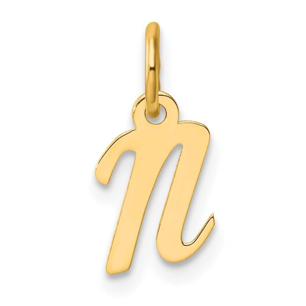 Kazi Luxury 14k Yellow Gold Small Script Letter N… - image 1
